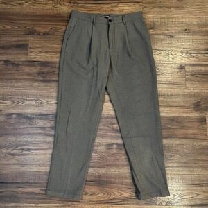 Frank & Oak Grey Wool Blend Trousers Relaxed Tapered Women 34 Tailored Work